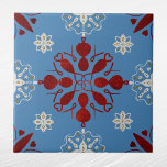 Nordic Red Blue White Scandinavian Graphic Fliese<br><div class="desc">Nordische Gestaltung in Rot,  Blau,  Weiß und Gold</div>