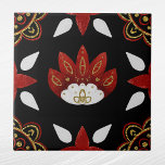 Nordic Red Gold Scandinavian Graphic Black Fliese<br><div class="desc">Nordisches Design in Rot und Gold auf Schwarz</div>