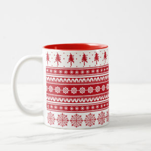 Nordic Red Pattern Geschenk skandinavische Weihnac Zweifarbige Tasse