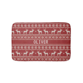 Nordic Reindeer Christmas Personalized  Badematte