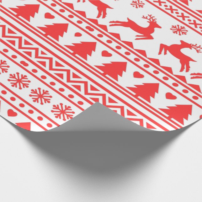 Nordic Reindeer Holiday Folkloregie Pullman Geschenkpapier (Ecke)