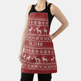 Nordic Reindeer Knit Pattern Personalized  Schürze