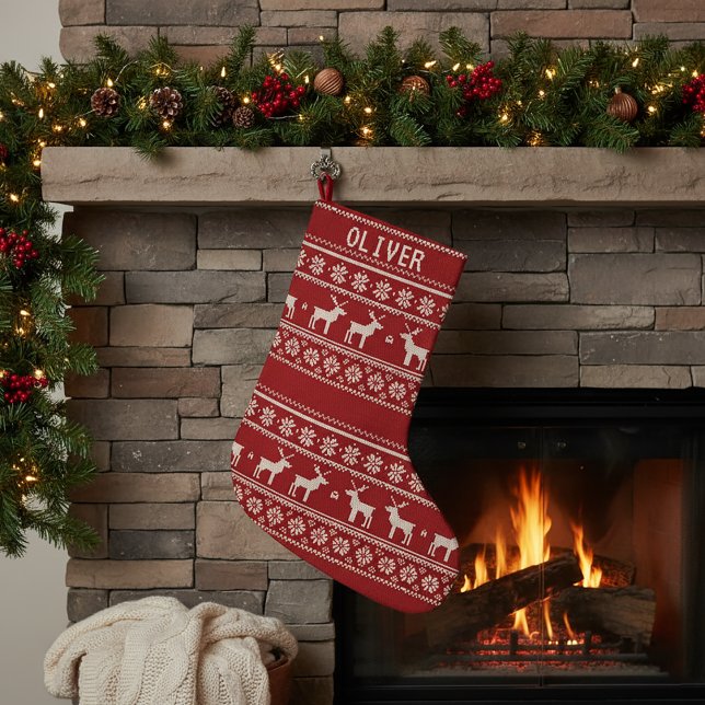 Nordic Reindeer Sweater Pattern personalized Name Kleiner Weihnachtsstrumpf (Von Creator hochgeladen)