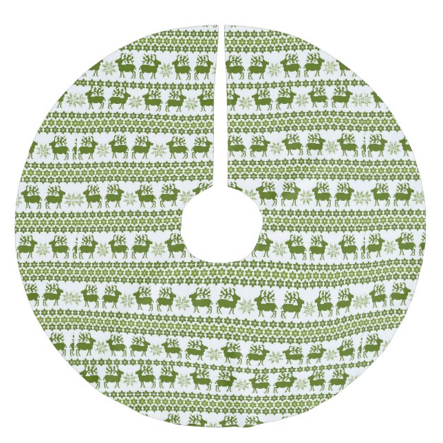 Nordic Rentier & Snowflakes Polyester Weihnachtsbaumdecke (Vorderseite)