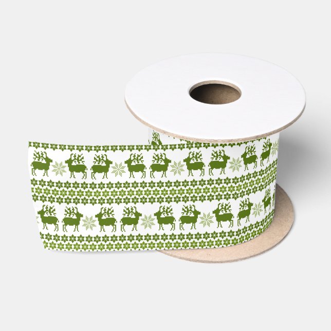 Nordic Rentier & Snowflakes Satinband (Spule)