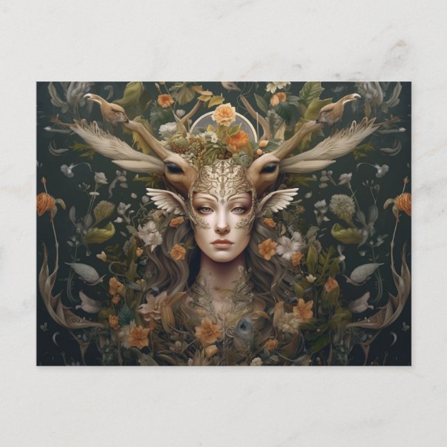 Nordic Retro Pagan Artistic Postcard Postkarte (Vorderseite)