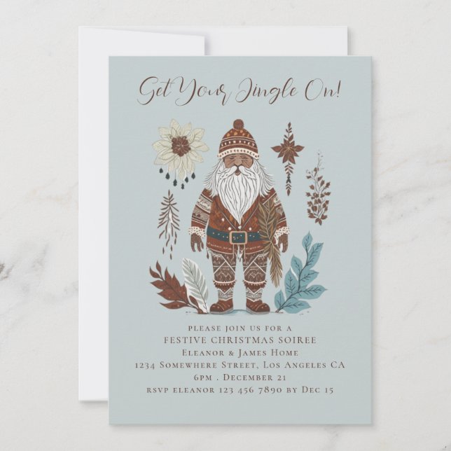 Nordic Santa Merry Weihnachten Einladung (Vorderseite)