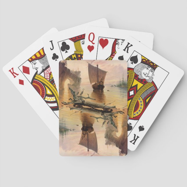 Nordic Ship Fantasy Kunst, Dichtung und Musik Spielkarten (Rückseite)