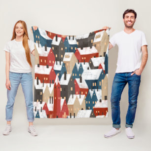 Nordic Snow Winter Tower Muster Fleecedecke