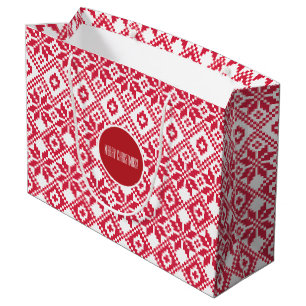 Nordic Snowflake Pattern Individuelle Name Weihnac Große Geschenktüte