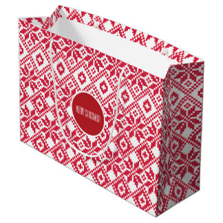 Nordic Snowflake Pattern Individuelle Name Weihnac Große Geschenktüte