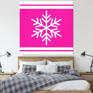 Nordic Snowflake Peppermint Pink White Stripes Leinwanddruck