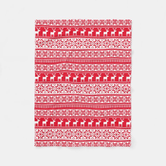 Nordic Snowflake Rentier Ugly Christmas Sweater Fleecedecke (Vorderseite)