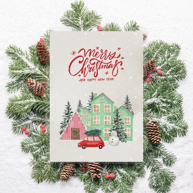 Nordic Snowy House und Red Car Weihnachten (Von Creator hochgeladen)