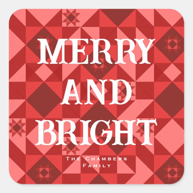 Nordic Star Merry und Bright Quadratischer Aufkleber (Vorderseite)