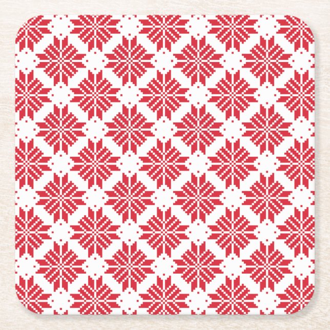 Nordic Star rot und weiß Rechteckiger Pappuntersetzer (Vorderseite)