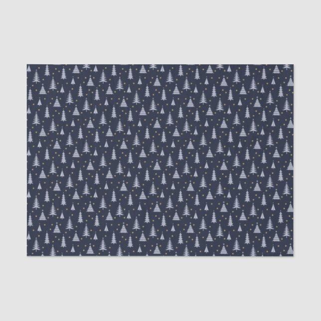 Nordic Stone Blue-Gray Weihnachtsbaumen Dunkel Seidenpapier (Vorderseite)