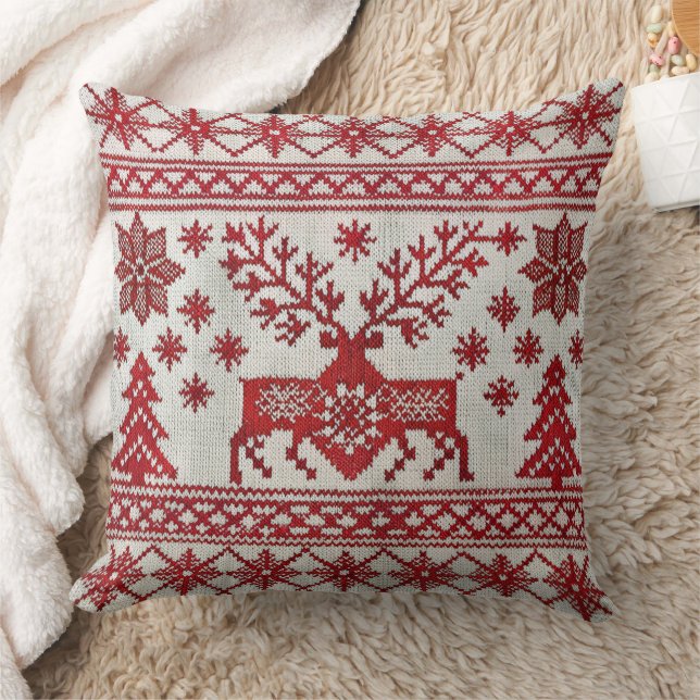 Nordic Style bestickt mit einem Weihnachtskopfkiss Kissen (Decke)