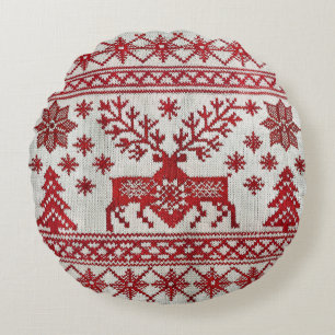 Nordic Style bestickt mit einem Weihnachtskopfkiss Rundes Kissen