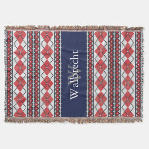 Nordic Style Fair Isle Raute Rot und Blau Decke