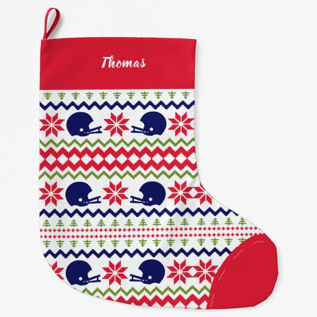 Nordic Style Football Helmut Pattern Christmas Großer Weihnachtsstrumpf (Vorderseite)