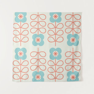Nordic Style Geometric Floral Vintag. Wandteppich