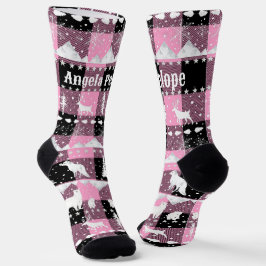 Nordic Sweater Winter Animals Pink Buffalo Kariert Socken