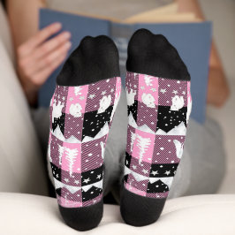 Nordic Sweater Winter Animals Pink Buffalo Kariert Socken