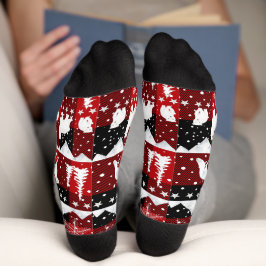 Nordic Sweater Winter Animals Red Buffalo Kariert Socken