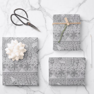 Nordic Sweater Winter Tiere, die silber aufgezogen Geschenkpapier Set