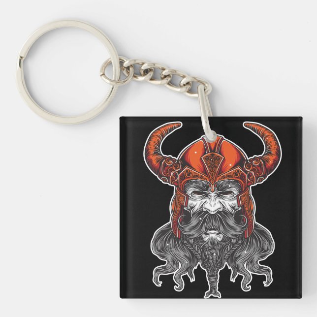 Nordic Valhalla Viking Illustration Art Schlüsselanhänger (Vorderseite)