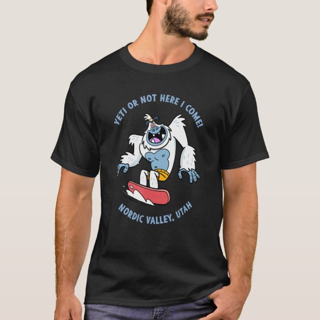 Nordic Valley Utah Yeti Snowboarden Urlaub Kinder T-Shirt (Vorderseite)