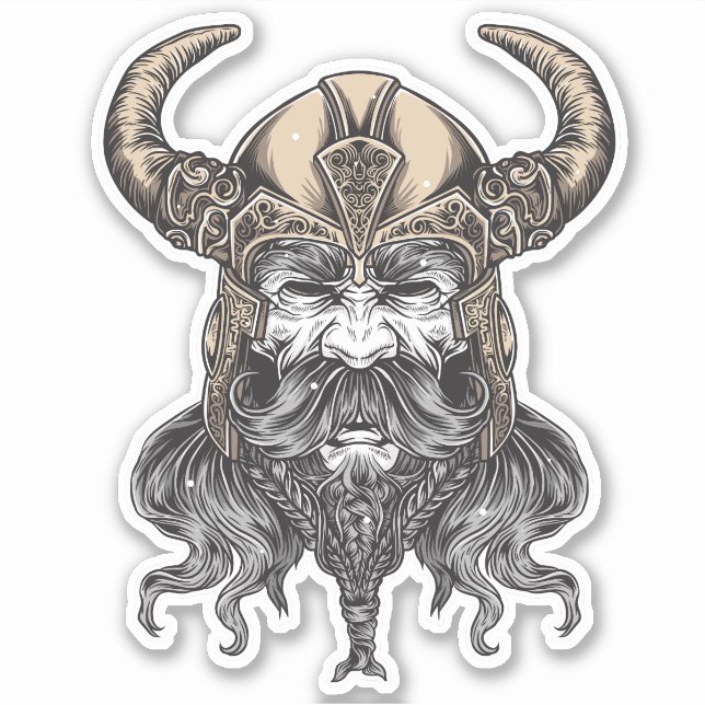 Nordic Viking Illustration Art Aufkleber (Vorderseite)