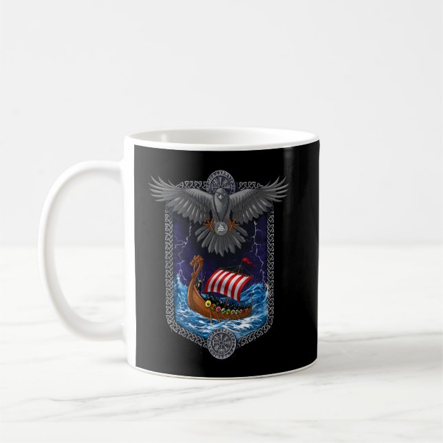 Nordic Viking Ship Raven Kaffeetasse (Links)