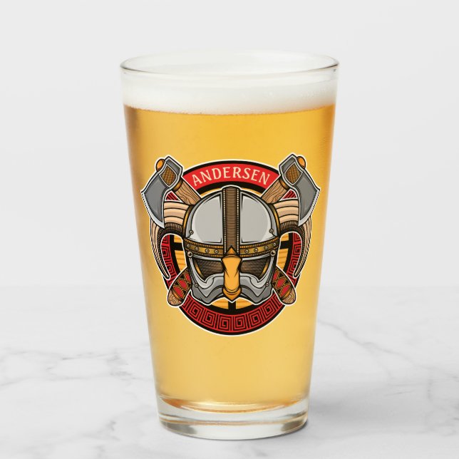 Nordic Viking Warrior Ax Norsemen Personalisiert Glas (Vorne (Gefüllt))