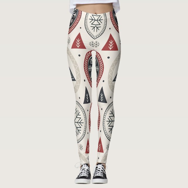 Nordic Winter Leggings – Scandinavian Geometric  (Vorderseite)