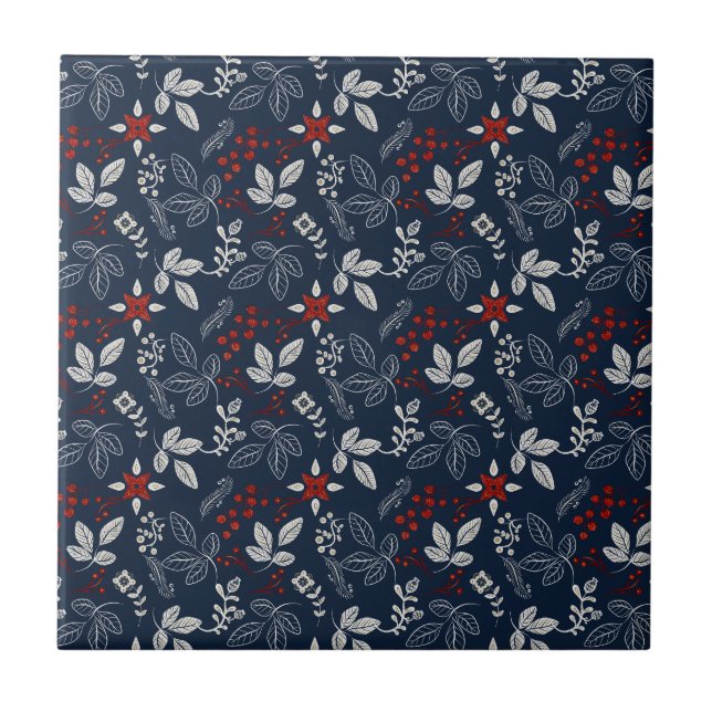 Nordic Winter Seamless Muster Fliese (Vorderseite)