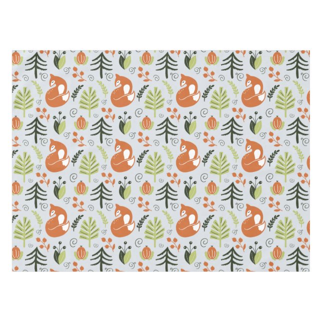 Nordic Woodland Fox Winterweihnachtsbaum Tischdecke (Vorderseite (Horizontal))