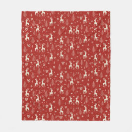 Nordic Yuletide Reindeer Fleecedecke
