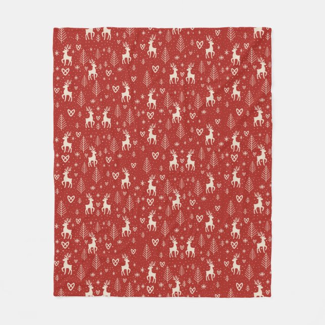 Nordic Yuletide Reindeer Fleecedecke (Vorderseite)