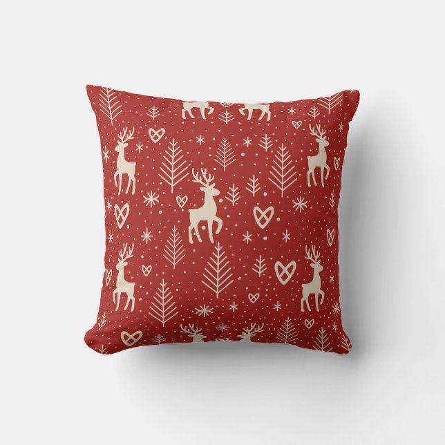Nordic Yuletide Reindeer Kissen (Vorderseite)