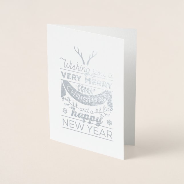 Nordique Foil Joyeux Noël Bonne année Carte (Devant)