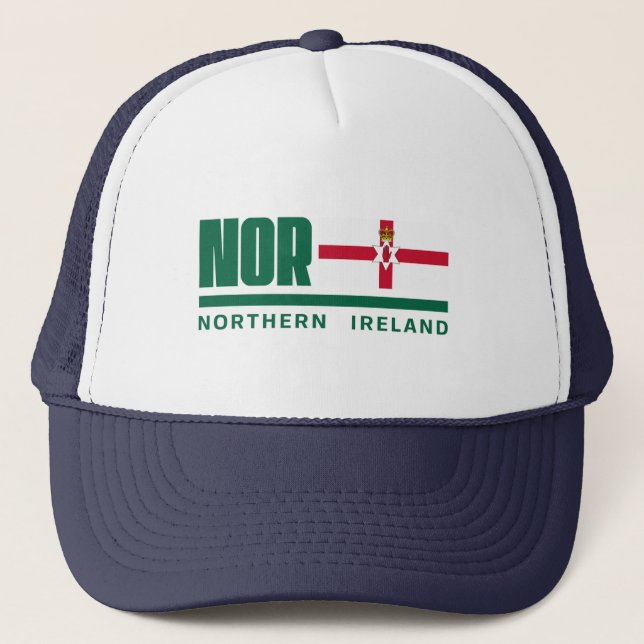 Nordirland - Flagge und Text Truckerkappe (Vorderseite)