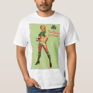 Nordirland-Fußball Retro Button-oben T-Shirt