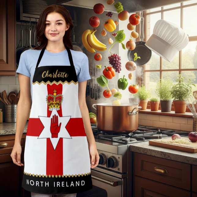 Nordirland Koch Schürze, irisch/Ulster-Flagge Schürze (North Ireland Chefs Apron / patriotic, name)