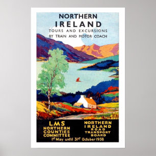 Nordirland-Landschaftsausflüge, Vintage Reise Poster