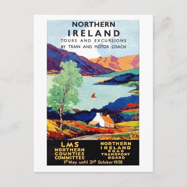 Nordirland Landschaftstouren, Vintage-Reisen Postkarte (Vorderseite)