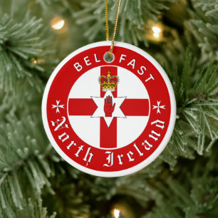 Nordirland-Ornament, Belfast, irische Ulster-Flagg Keramik Ornament