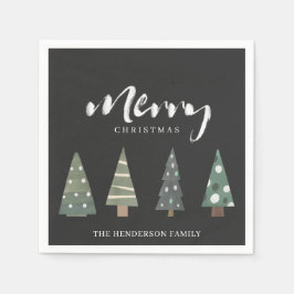 Nordische Bäume frohe Weihnachten Serviette