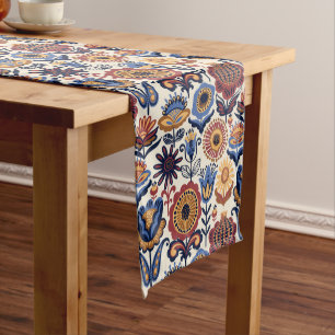 Nordische Blume Folk Art Pattern Mittelgroßer Tischläufer